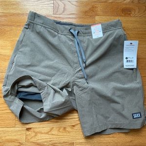 Brand new SAXX, size medium, sport 2 life 2n1 short 7” camo heather